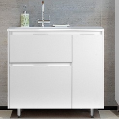 Style Line Тумба с раковиной Барселона 90 L белая с б/к Люкс Plus – фотография-7